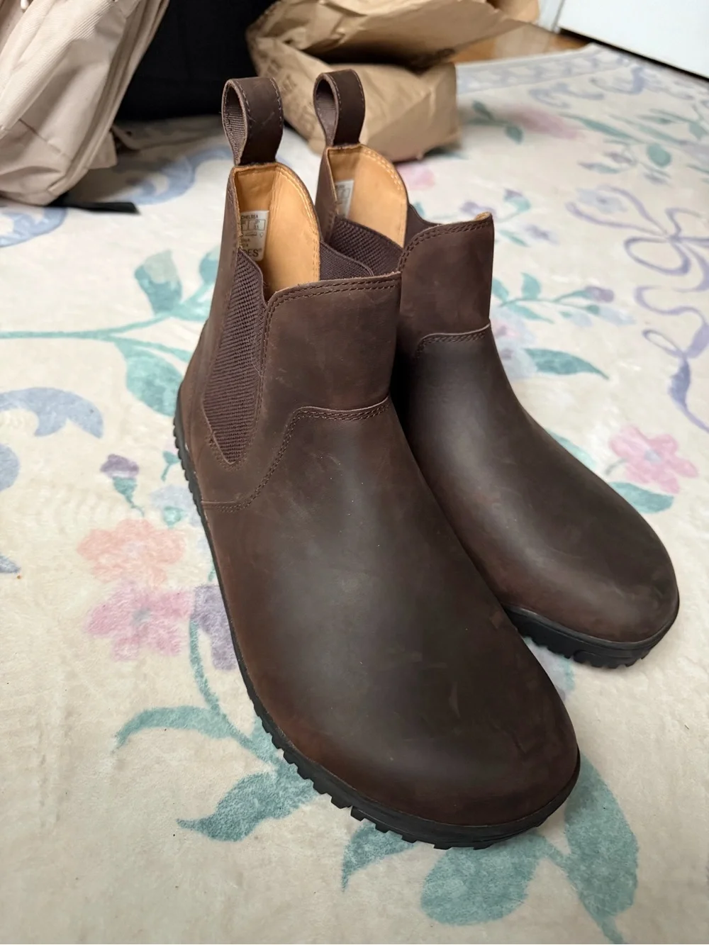 Men's Brown Leather Slip-On Chelsea Work Boots